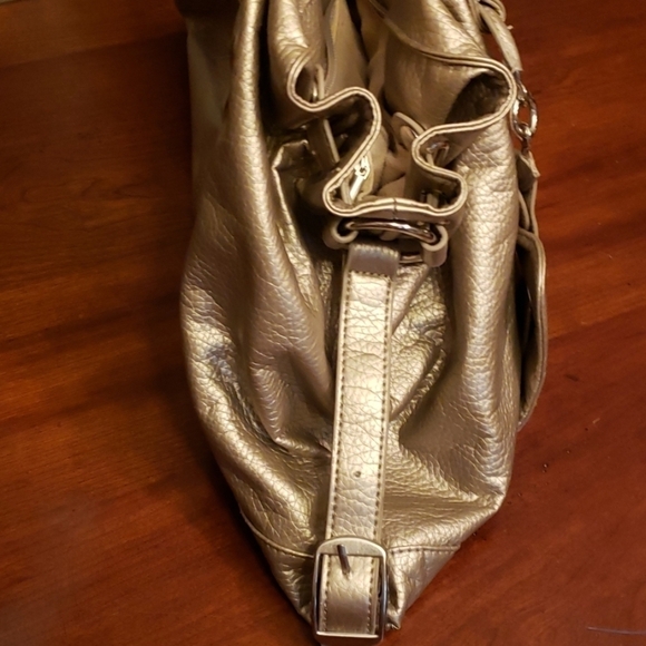 John Romaine Metallic Gold Large Hand Bag EUC - Picture 5 of 8